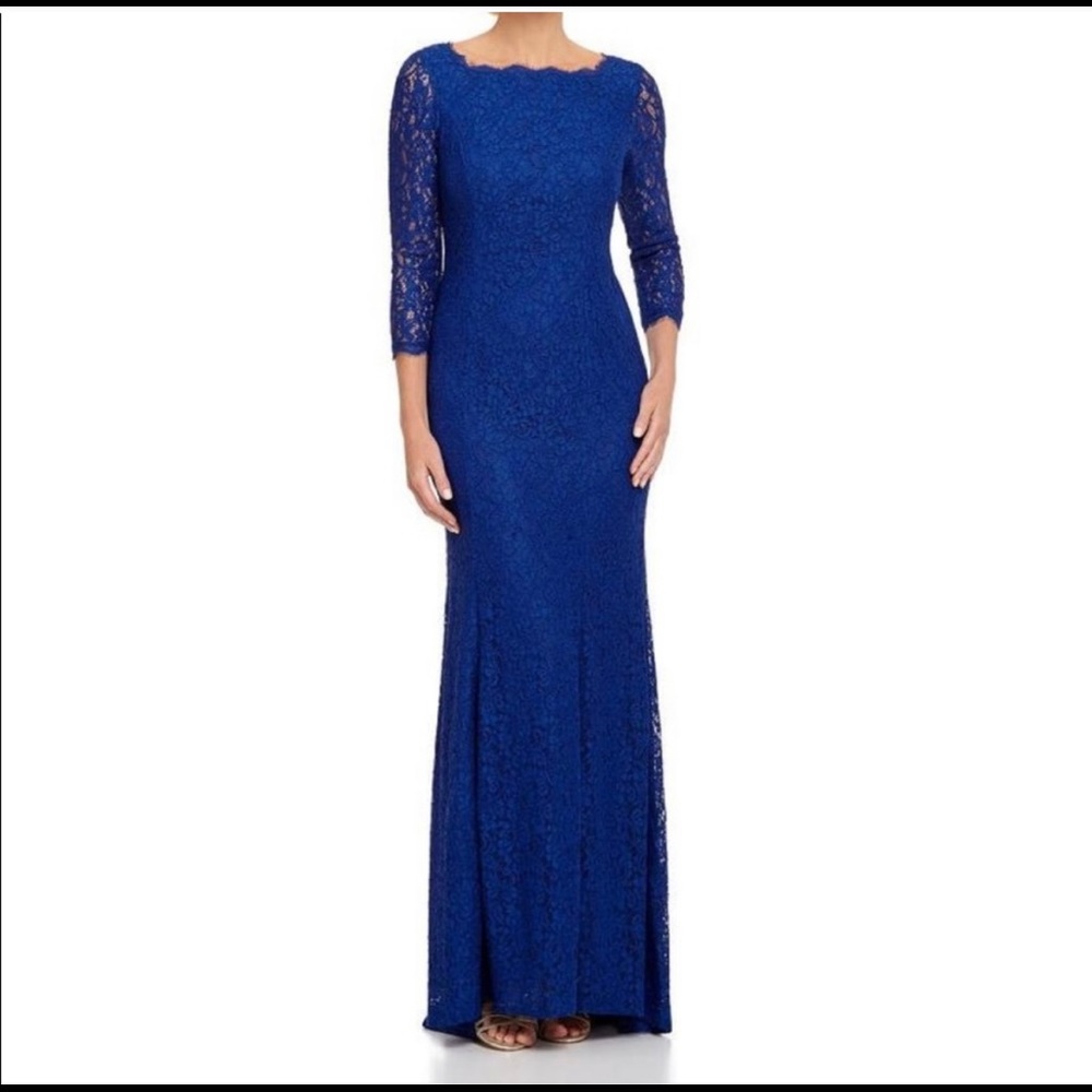 Mother of the bride or groom blue lace dress